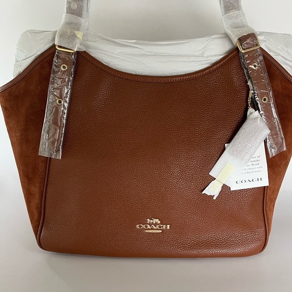 Coach Handbags - Coach Leather & Suede Meadow Shoulder Bag - Redwood
